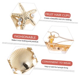 Starfish Hair Barrettes, Rhinestones Vintage Hair Clips, Sea Shell Hairgrip Wedding Hair Headwear Accessories for Women Girls (Tpye B)