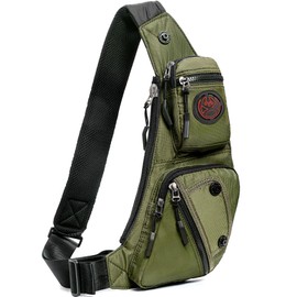 NICGID Sling Bag Chest Shoulder Backpack Crossbody Bags Casual Daypack for Men Women (Army green-2620N)