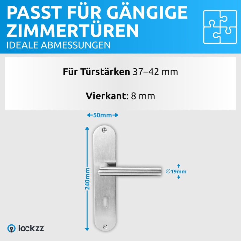 lockzz Door Handle Set Nuremberg Stainless Steel Matt Brushed -