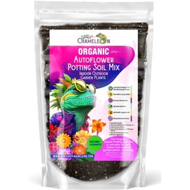 Funny Chameleon Organic Autoflower Potting Soil Mix–Living Soil-Balanced Nutrient Profile,Light Airy Texture,Ideal Drainage Properties,Accelerated Germination,Robust Seedlings,Strong Roots (3 QUARTS)