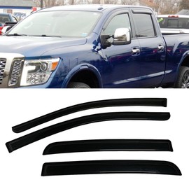 Smoke Tinted Window Sun Rain Visors Vent Guard Deflector Shade Compatible with Nissan Titan Crew Cab 2016-2022