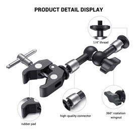 SMALLRIG 5 Inch Magic Arm with Super Clamp Large Crab Pliers Clip for Monitor LED Light - KBUM2730