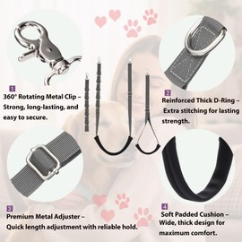 Dog Grooming Belly Straps Belly Band & Loop Extension Set - Adjustable & Comfortable Grooming Tools for Pet Grooming Tables Arms and All Dog Breeds (Gray)
