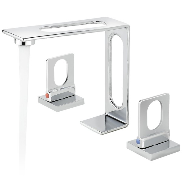 BAKALA Chrome Bathroom Faucet 3 Hole, 8 inch Widespread Bathroom