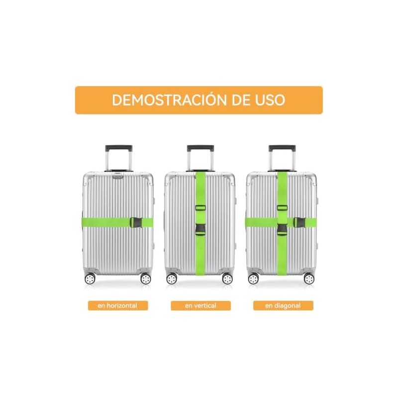 Cuatro Correas para Equipaje (Azul + Naranja + Verde +