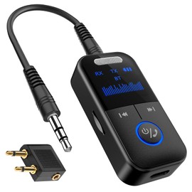 Bluetooth Transmitter, Daakro Bluetooth Adapter Aeroplane 4-in-1 Bluetooth Receiver with Intelligent Digital Display, Suitable for Mobile Phones, Computers, Stereos and TF Cards, Bluetooth Transmitter