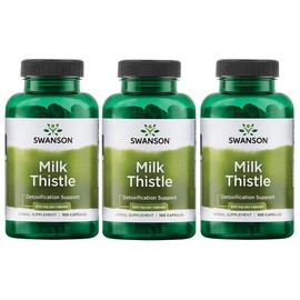 Swanson Milk Thistle - Herbal Liver Support Supplement - Natural Formula Helping to Maintain Overall Health & Wellbeing - (100 Capsules, 500mg Each) 3 Pack