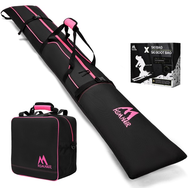 Hsmihair Ski Bag and Boot Bag Combo,Padded Ski Bag Set