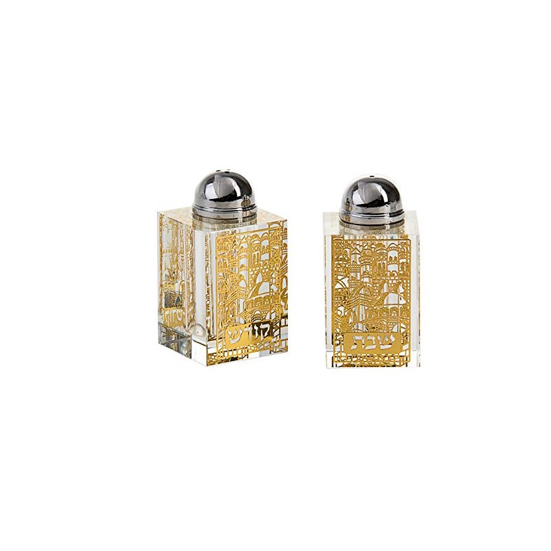 Salt and Pepper Sheakers Jerusalem -Crystal- gold - Add Elegance