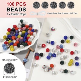 PATIKIL 50 Pcs Dark Gray Round Rhinestone Beads for Jewelry Making, 10mm Shiny Disco Ball Sparkle Crystal Clay Beads with Hole for Bracelet Necklace DIY Crafting