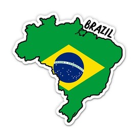 Squiddy Brazil Map with Flag - Vinyl Sticker Decal for Phone, Laptop, Water Bottle - 3"