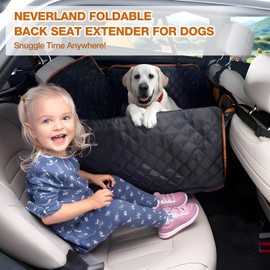 NEVERLAND Dog Car Seat Cover for Back Seat, Hard Bottom Back Seat Extender for Dogs Holds 400 lbs, Upgrade 2-in-1 Waterproof Back Seat Pet Cover Dog Hammock for Car & SUV and Trucks