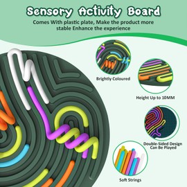 Sensory Activity Board, Fidget Toys, Busy Board for Stress Relief, Anxiety, ADHD and Calm Down, Autism Sensory Products for Kids 3+ & Adults,Fidgets Pad |Portable Travel Bag| 14 Strings