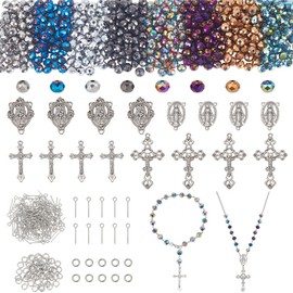PH PandaHall Rosary Jewellery Making Set 646 Piece Set for Making Necklaces Rosary Prayer Making Accessories First Communion Necklace Set for Rosary Easter Jewellery Making