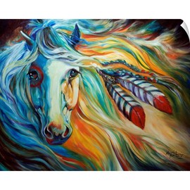 CANVAS ON DEMAND Breaking Dawn Indian War Horse Wall Decal, Horse Artwork