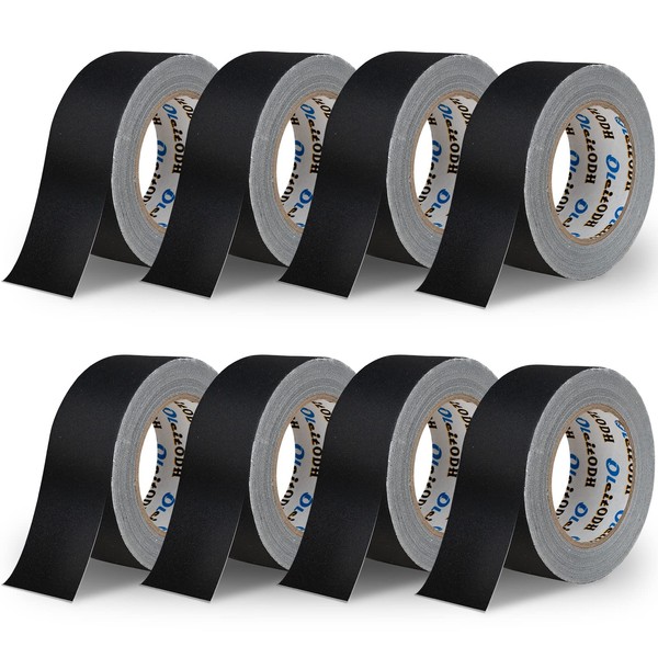 8 Pack of Black Gaffer Tape – 30 Yards x 2 Inch Wide – Waterproof, No Residue - Cloth Fabric Gaffers Tape for Photography, HVAC, Gaff or Gaffers Labeling, Painters and Pro Duct Repair Value Pack