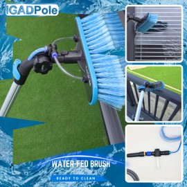 IGADPole 17 FT Water-Fed Washing Kit with Soap-Dispenser, Brush, 10″ Squeegee & Cobweb Duster for Windows, Gutters, Solar Panels & Exterior Walls