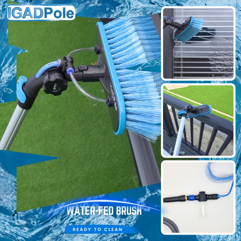 IGADPole 17 FT Water-Fed Washing Kit with Soap-Dispenser, Brush, 10″