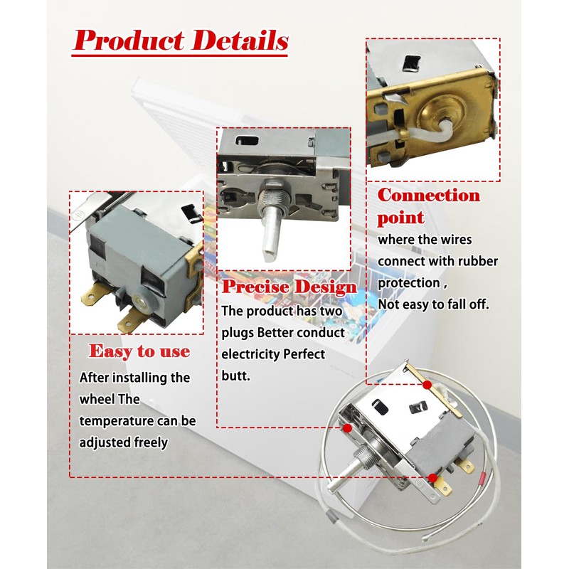 WPF28E-EX Refrigerator Thermostat Fits for Midea, Arctic King, Insignia, Vissani