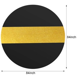 Remagr Round Plastic Tablecloth 84 Inch Graduation Decoration Disposable Tablecloth Party Table Cover for Wedding Birthday Anniversary Holiday Party Retirement Decoration (Black, Gold, 3 Pcs)