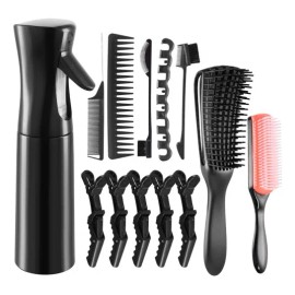 Kit Completo 12pzs Peines Y Cepillos Profesionales Color Negro