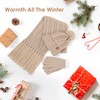 Women Winter Knit Warm Hat Beanie Scarf Gloves Set Pom