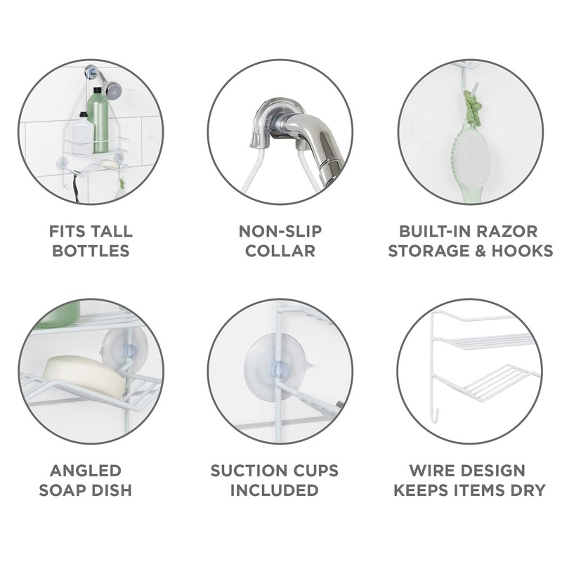 Zenna Home Rust Resistant Hanging Shower Caddy, Over the Shower