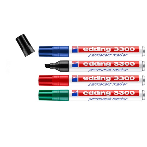 edding 3300 Permanentmarker - schwarz, rot, blau, grün - 4