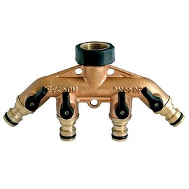 Tooltime Solid Brass 4 Way Outside Garden Tap Multi Adaptor with Hose Connectors RRP £39.99