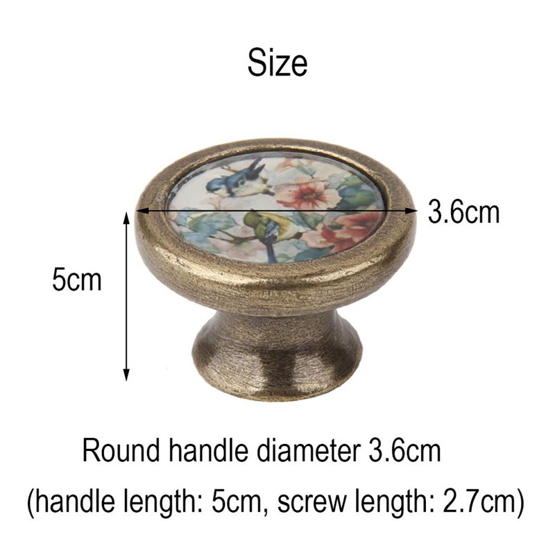LOVIVER 8Packs Bird Flower Pattern Door Knobs Kitchen Cupboard Knobs