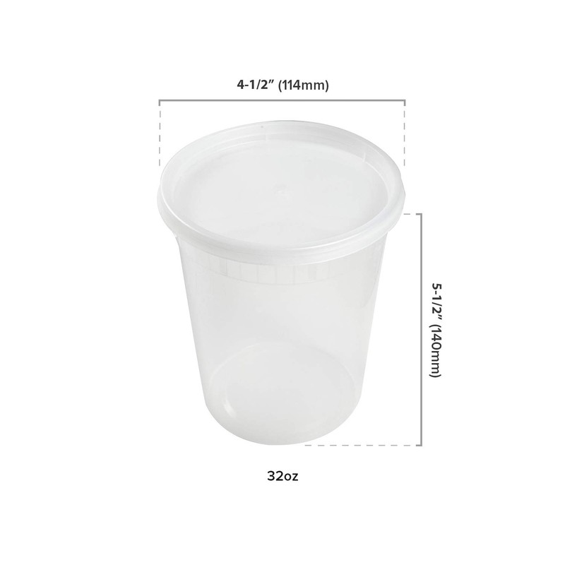 AmerCare 32 Ounce Clear Deli Container with Lid Combo, Case