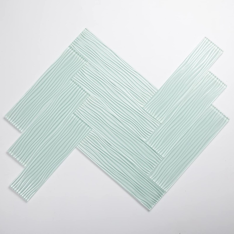 Lovdeco Light Green Water Wave Glass Subway Tile, 3 x
