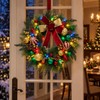 22 Inch Lighted Christmas Wreath with Timer, Red Bow and