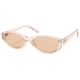 Appassal Retro Oval Sunglasses for Women Chic Cat Eye 90s Sunnies Lightweight Trendy Narrow Square Sun glasses AP3727 Champagne/Light Brown