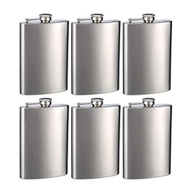 Top Shelf Flasks Stainless Steel Hip Flasks, 8 oz, Set of 6