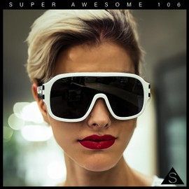 Oversized Racer Shield Plastic Bold Mogul Mobster Sunglasses Black - Smoke