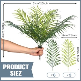 Artificial Palm Plants Leaves Imitation Palm Tree Leaves Fake Leaves Decor Greenery Faux Tropical Plants Faux Jungle Plants Palm Fronds for Home Garden Hawaiian Party Jungle Party Decor (4 Pieces)