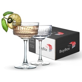 the mask el turko The Buybox - Juego de 2 vasos estilo cupé clásico, champaña, cóctel, martini, copas de vino, cristalería de tallo largo, (8.8 onzas/260 ml) (paquete de 2), ELYSIA