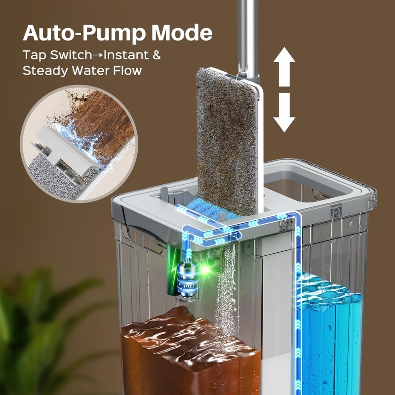 Veshiny Mop and Bucket Set, Flat Mop and Bucket System