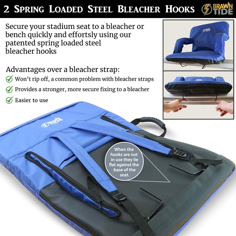 BRAWNTIDE Stadium Seat with Back Support - Thick Comfy Cushion,