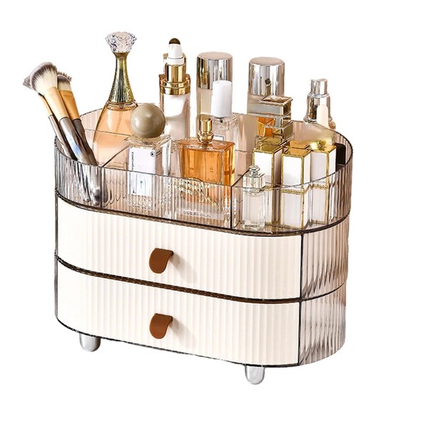 Ruiqas 3-Layer Makeup Organizer Countertop with 2 Clear Drawers and