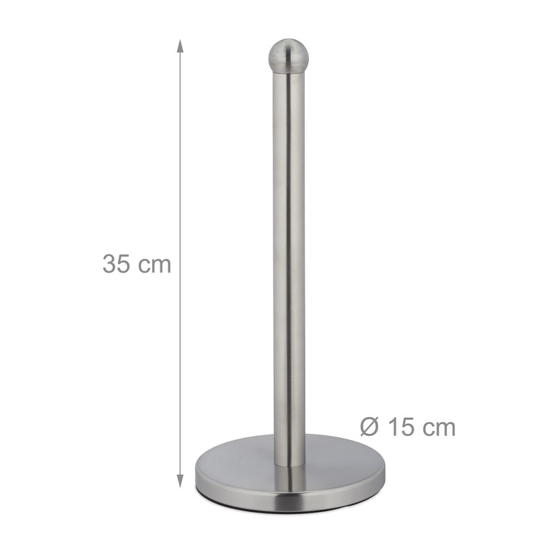 Relaxdays Standing Kitchen Roll Holder, Stainless Steel, Paper Roll Holder