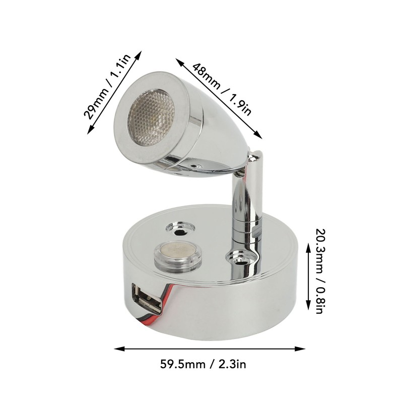 DC 10‑30V RV Reading Lamp Touch Control Adjustable Brightness Interior