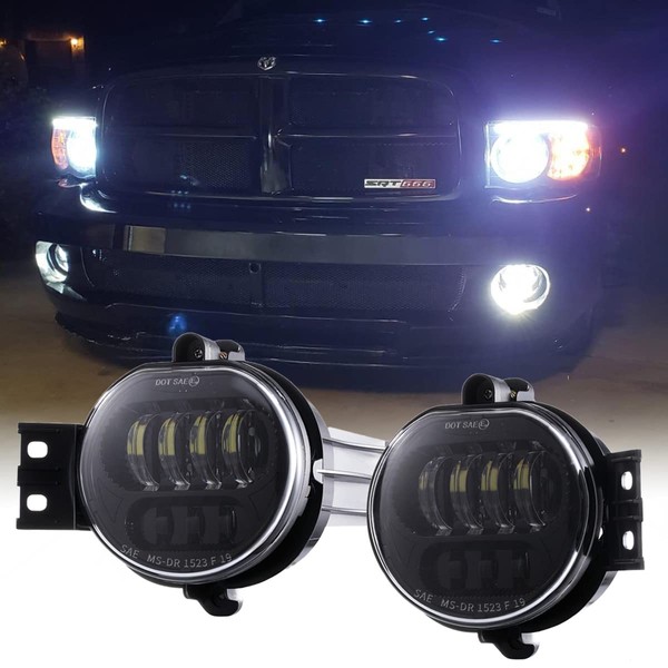 Z-OFFROAD 2pcs 63W LED Fog Lights Lamps Replacement for 2002-2008 Dodge Ram 1500 2003-2009 Ram 2500 3500 2004-2006 Durango Truck, Driver and Passenger Side - Black