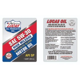 Lucas Oil Synthetic SAE Blend 5W-30 High Mileage API SP Motor Oil 1 Qt - 11266