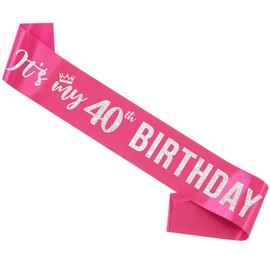 It's My 40th Birthday Sash Hot Pink,40th Birthday Sash for Women,Glitter Letter 40th Birthday Sash for Girls,Happy 40th Birthday Party Decorations,Hot Pink