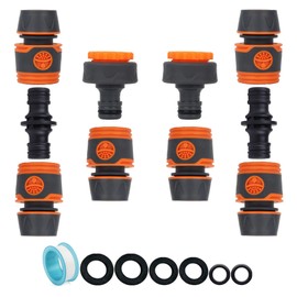 Garden Hose Connector for Hose Pipe, Outside Tap to Hose, Hose to Hose Connector Fittings Set - 6 Quick Connector for Hose, 2 Adapter Connector for Tap 3/4''&1/2'' 2 in 1, 2 Double Male Hose Connector