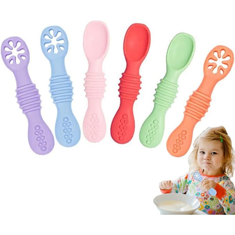 Cucharas masticables de silicona TAIMEI BTS001CA – set 6 arcoíris,