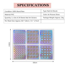 24Pcs DIY Nail Art Transfer Sticker Manicure Decal Decoration Tool Designs Vinyls Set Stencil Sheets Design Templates Stickers Equipment Accessories Decorations Drawing Paper