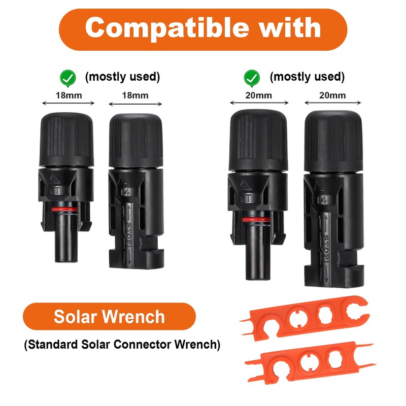 Upgrade 2 Piece Key Solar Wrench Tool, MC4 Solar Plug